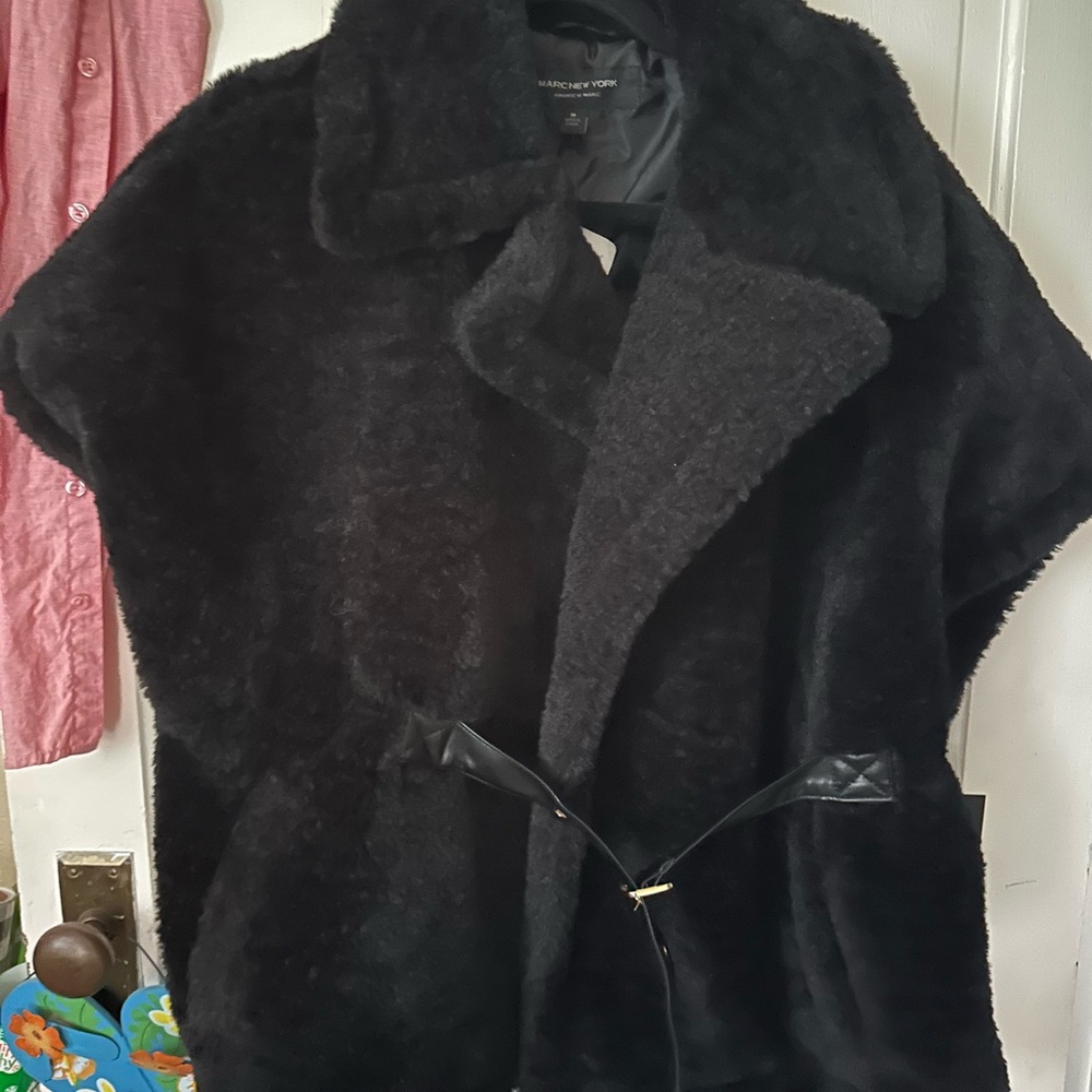 Marc New York Black Faux Fur Vest
